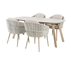 4 Seasons Outdoor Manolo Eva dining tuinset 180x95xH75 cm 5 delig keramiek latte Taste 4SO