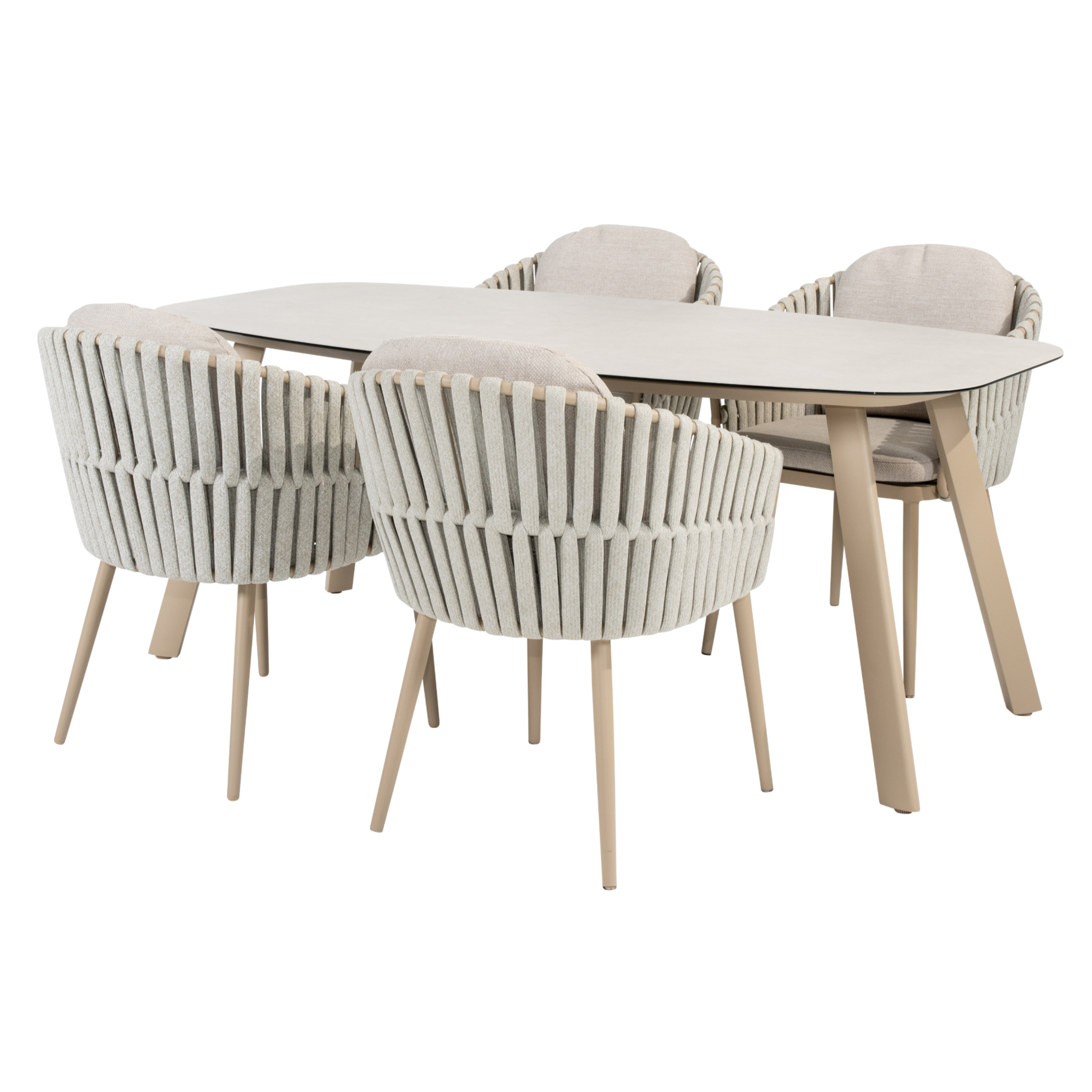 4 Seasons Outdoor Manolo Eva dining tuinset 180x95xH75 cm 5 delig keramiek latte Taste 4SO