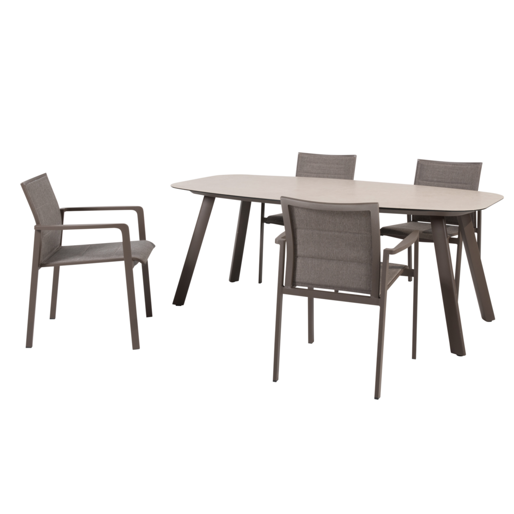 4 Seasons Outdoor Manolo Cortina dining tuinset 180x95xH75 cm 5 delig keramiek terre Taste 4SO