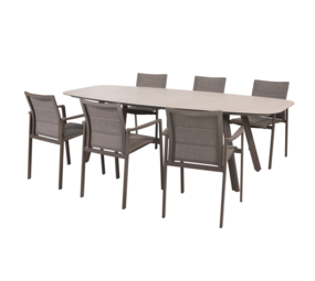 4 Seasons Outdoor Manolo Cortina dining tuinset 240x103xH75 cm 7 delig keramiek terre Taste 4SO