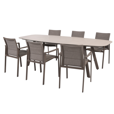 4 Seasons Outdoor Manolo Cortina dining tuinset 240x103xH75 cm 7 delig keramiek terre Taste 4SO