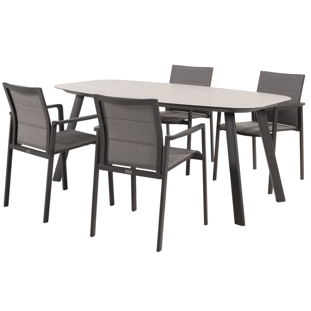 4 Seasons Outdoor Manolo Cortina dining tuinset 180x95xH75 cm 5 delig keramiek antraciet Taste 4SO