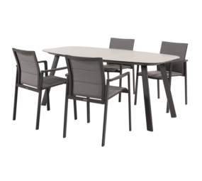 4 Seasons Outdoor Manolo Cortina dining tuinset 180x95xH75 cm 5 delig keramiek antraciet Taste 4SO