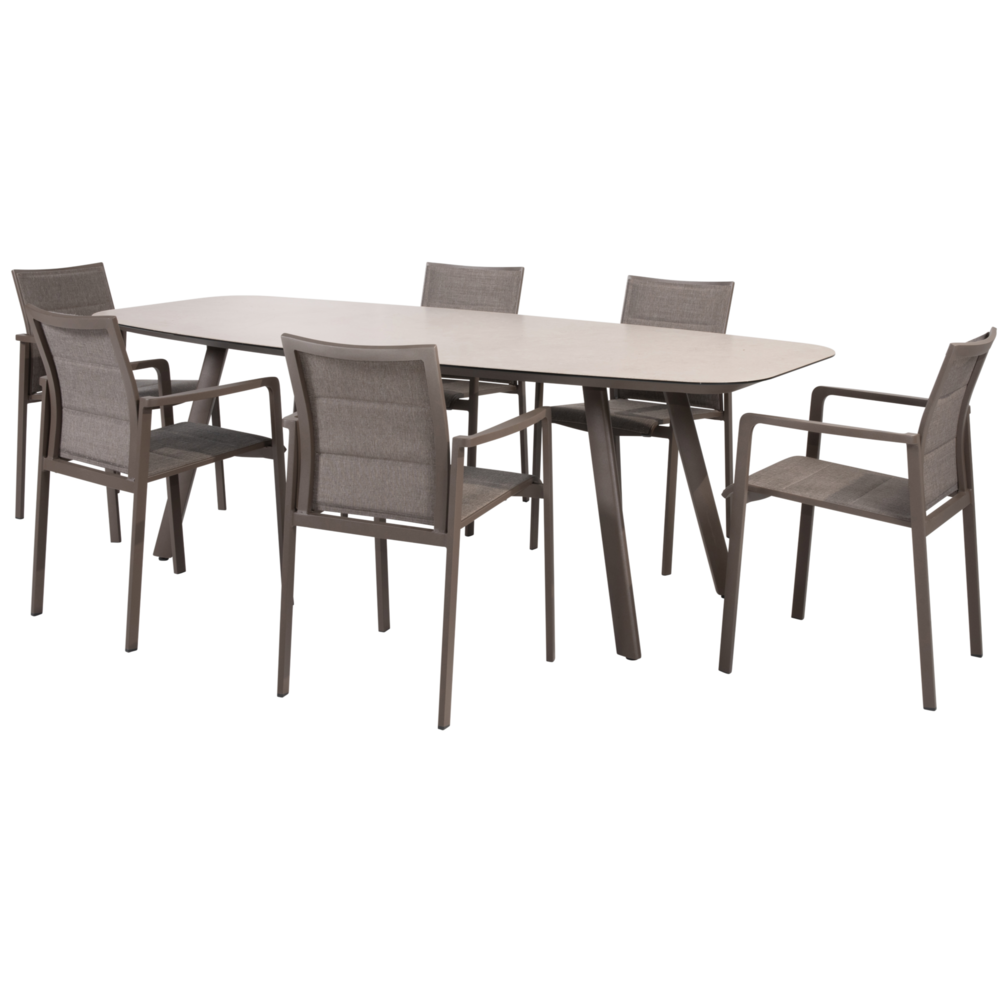 4 Seasons Outdoor Manolo Cortina dining tuinset 240x103xH75 cm 7 delig keramiek terre Taste 4SO