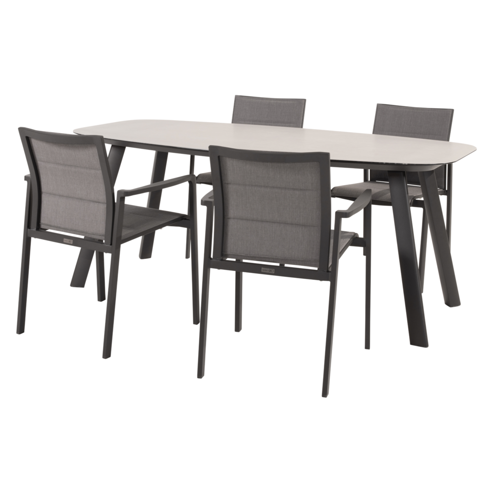 4 Seasons Outdoor Manolo Cortina dining tuinset 180x95xH75 cm 5 delig keramiek antraciet Taste 4SO