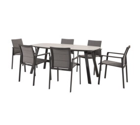 4 Seasons Outdoor Manolo Cortina dining tuinset 180x95xH75 cm 7 delig keramiek antraciet Taste 4SO