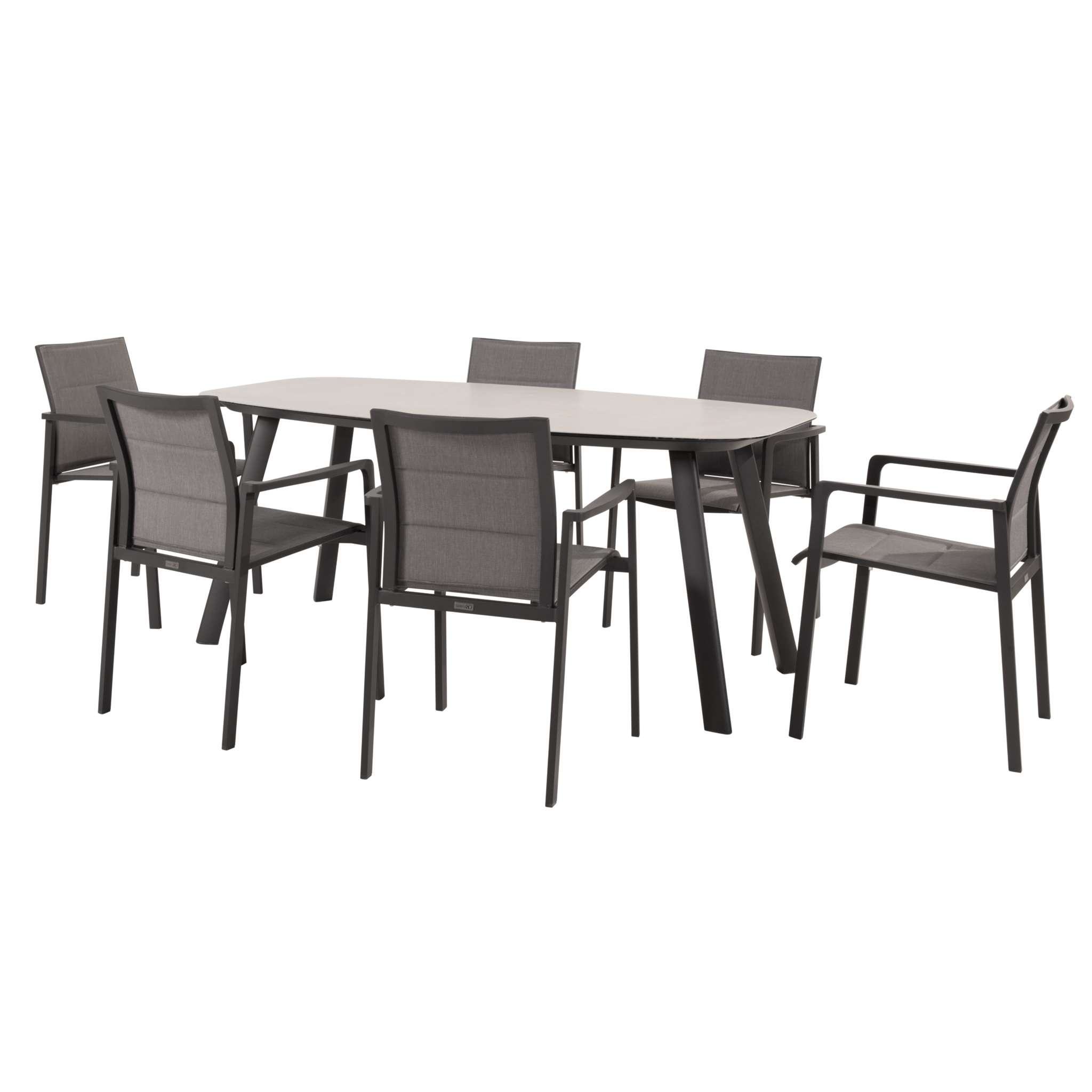 4 Seasons Outdoor Manolo Cortina dining tuinset 180x95xH75 cm 7 delig keramiek antraciet Taste 4SO