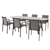 4 Seasons Outdoor Manolo Cortina dining tuinset 240x103xH75 cm 7 delig keramiek antraciet Taste 4SO