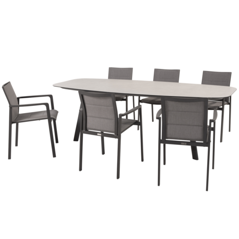 4 Seasons Outdoor Manolo Cortina dining tuinset 240x103xH75 cm 7 delig keramiek antraciet Taste 4SO 4 Seasons Outdoor Manolo Cortina dining tuinset 240x103xH75 cm 7 delig keramiek antraciet Taste 4SO