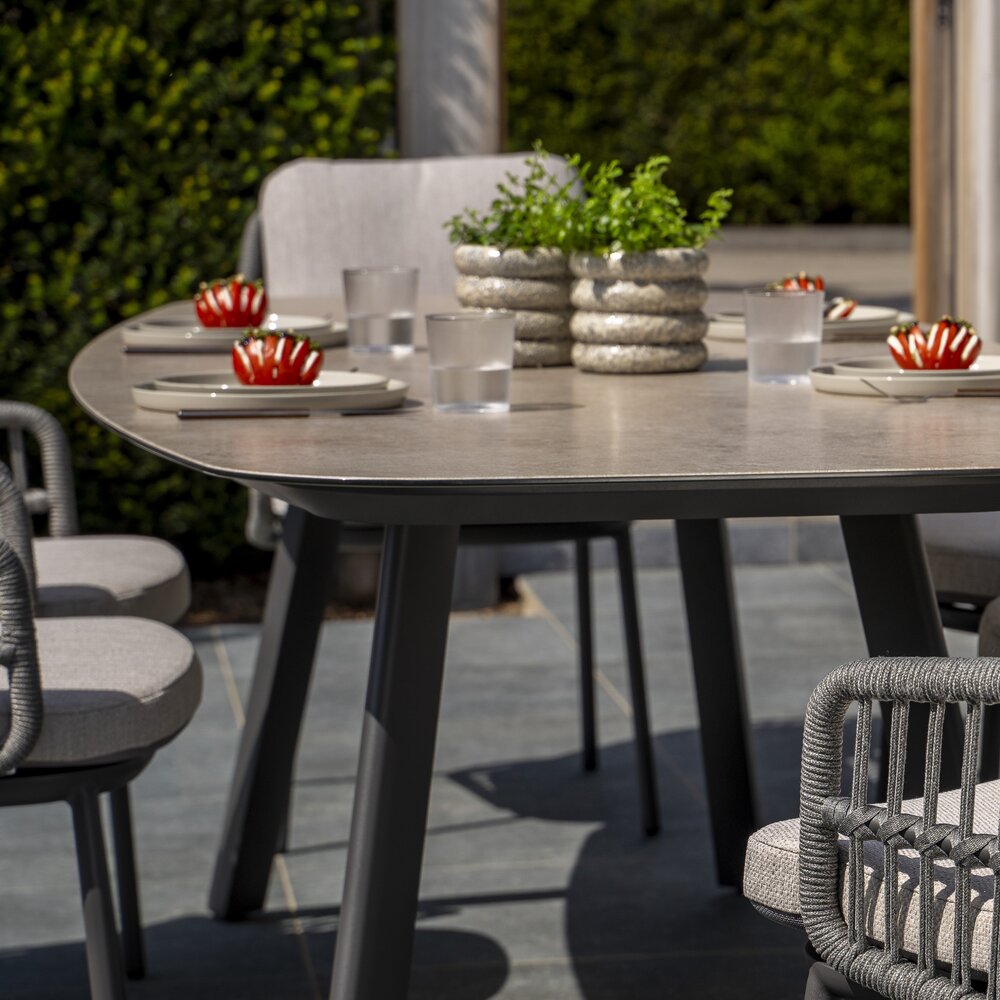 4 Seasons Outdoor Manolo Cortina dining tuinset 180x95xH75 cm 7 delig keramiek antraciet Taste 4SO