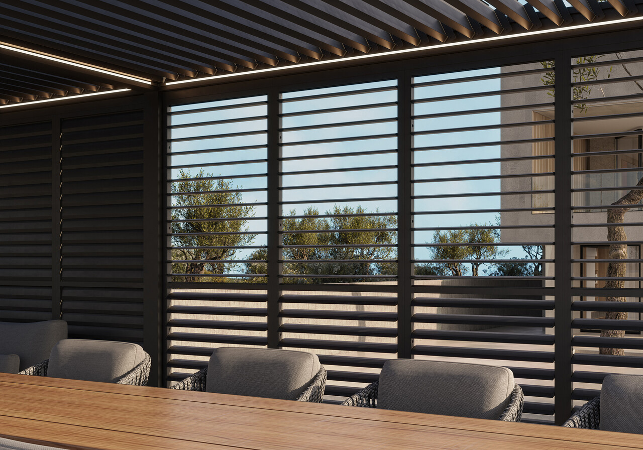 SUNS SUNS Luxe Gazebo overkapping elektrische shutters en verlichting camel sand