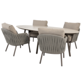 4 Seasons Outdoor Salute Cannes low dining tuinset 220x105xH69 cm 5 delig keramiek terre Taste 4SO