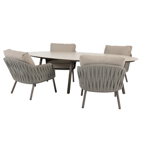 4 Seasons Outdoor Salute Cannes low dining tuinset 220x105xH69 cm 5 delig keramiek terre Taste 4SO