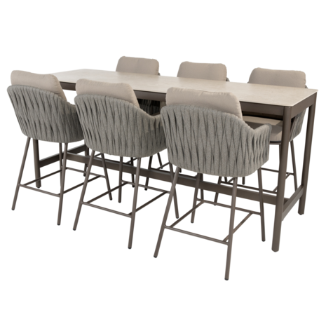 4 Seasons Outdoor Soho Cannes high dining tuinset 220x75xH95 cm 7 delig keramiek terre Taste 4SO 4 Seasons Outdoor Soho Cannes high dining tuinset 220x75xH95 cm 7 delig keramiek terre Taste 4SO