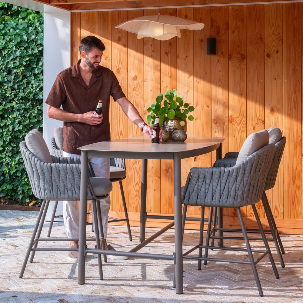 4 Seasons Outdoor Manolo Cannes high dining tuinset 180x90xH90 5 delig keramiek terre rope Taste 4SO