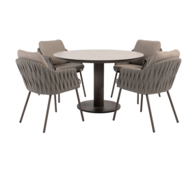 4 Seasons Outdoor Sarah Cannes dining tuinset 120xH75 cm rond 5 delig keramiek terre Taste 4SO