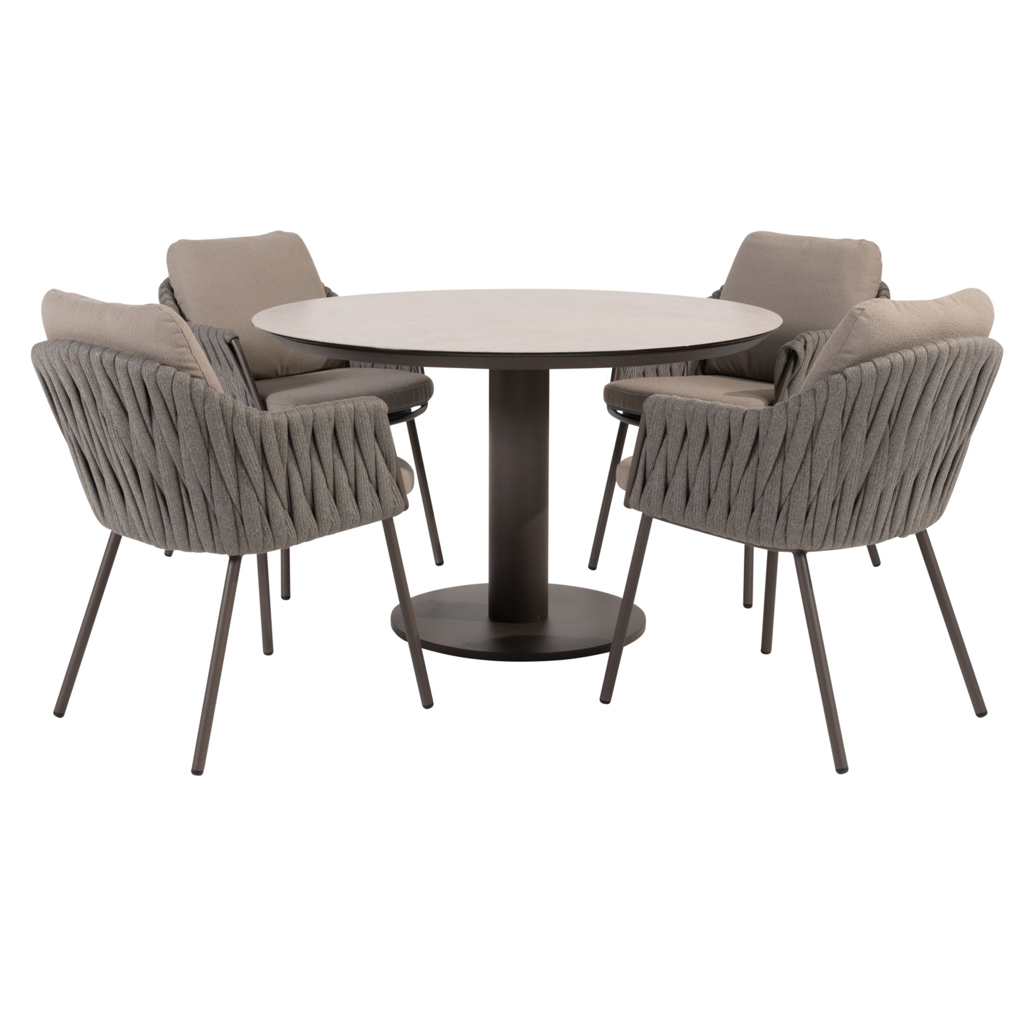 4 Seasons Outdoor Sarah Cannes dining tuinset 120xH75 cm rond 5 delig keramiek terre Taste 4SO