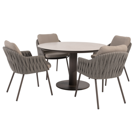 4 Seasons Outdoor Sarah Cannes dining tuinset 120xH75 cm rond 5 delig keramiek terre Taste 4SO