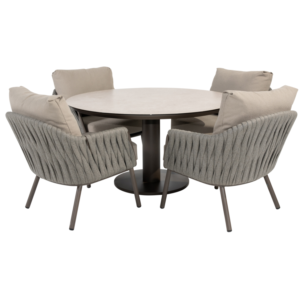 4 Seasons Outdoor Sarah Cannes low dining tuinset 130xH69 cm 5 delig keramiek terre Taste 4SO