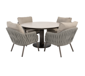 4 Seasons Outdoor Sarah Cannes low dining tuinset 130xH69 cm 5 delig keramiek terre Taste 4SO