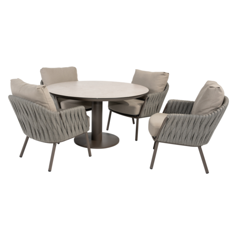 4 Seasons Outdoor Sarah Cannes low dining tuinset 130xH69 cm 5 delig keramiek terre Taste 4SO