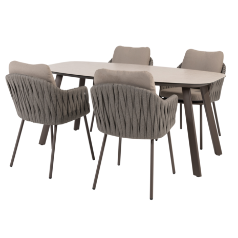 4 Seasons Outdoor Manolo Cannes dining tuinset 180x95xH75 cm 5 delig keramiek terre Taste 4SO