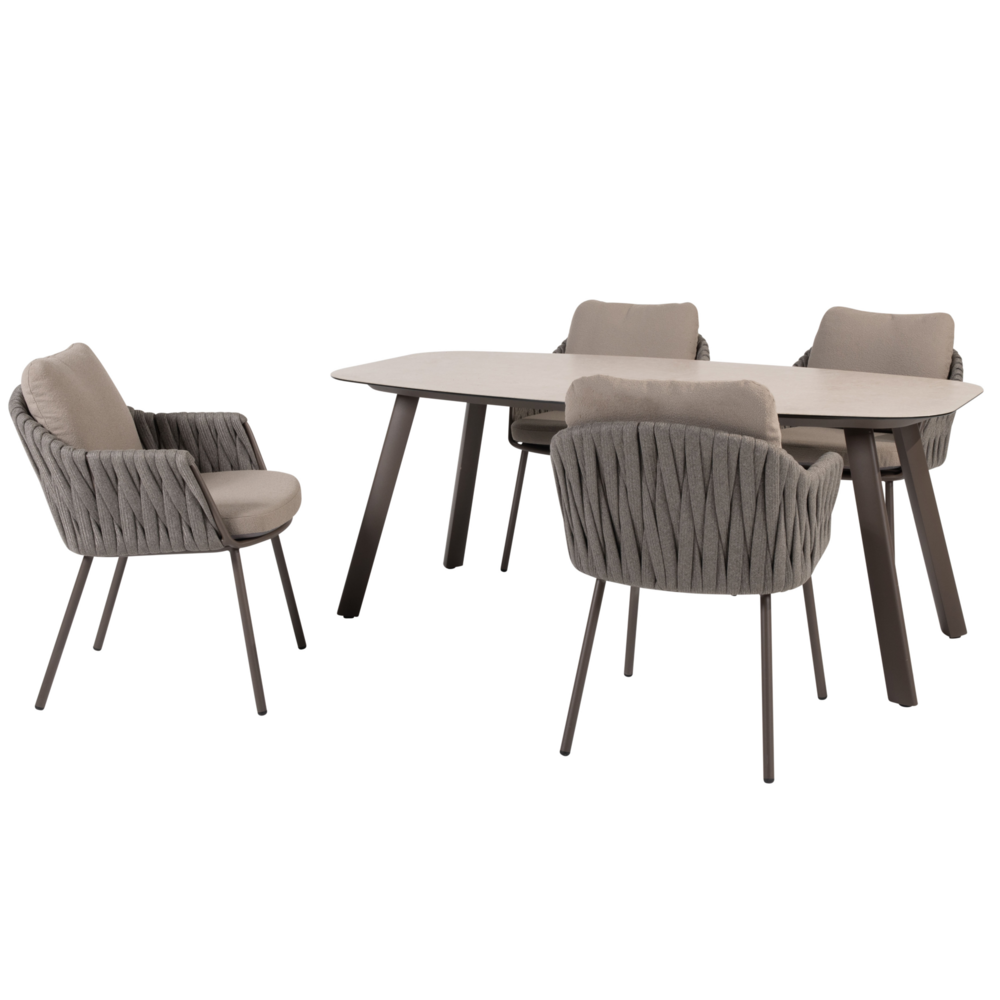 4 Seasons Outdoor Manolo Cannes dining tuinset 180x95xH75 cm 5 delig keramiek terre Taste 4SO