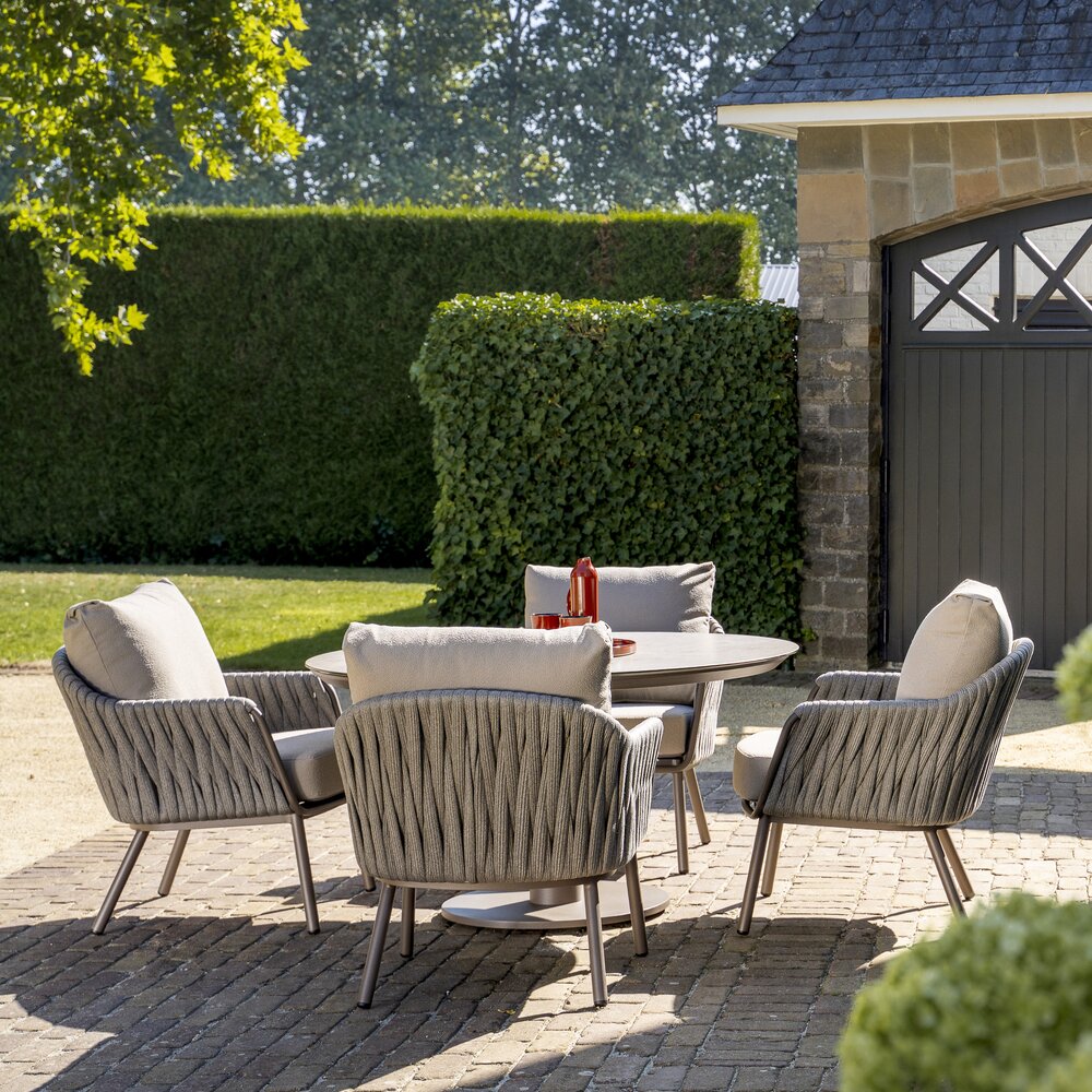 4 Seasons Outdoor Sarah Cannes low dining tuinset 130xH69 cm 5 delig keramiek terre Taste 4SO