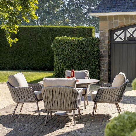 4 Seasons Outdoor Sarah Cannes low dining tuinset 130xH69 cm 5 delig keramiek terre Taste 4SO