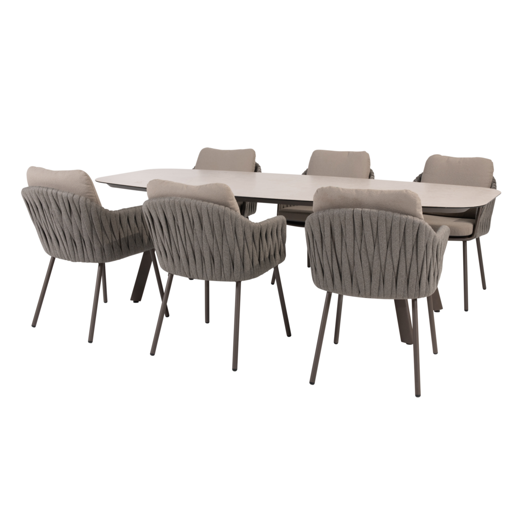 4 Seasons Outdoor Manolo Cannes dining tuinset 240x103xH75 cm 7 delig keramiek terre Taste 4SO