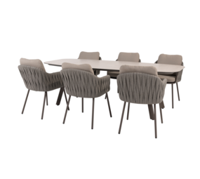 4 Seasons Outdoor Manolo Cannes dining tuinset 240x103xH75 cm 7 delig keramiek terre Taste 4SO