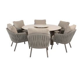 4 Seasons Outdoor Donato Cannes low dining tuinset 160xH69 cm 8 delig keramiek terre Taste 4SO
