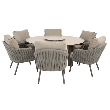 4 Seasons Outdoor Donato Cannes low dining tuinset 160xH69 cm 8 delig keramiek terre Taste 4SO