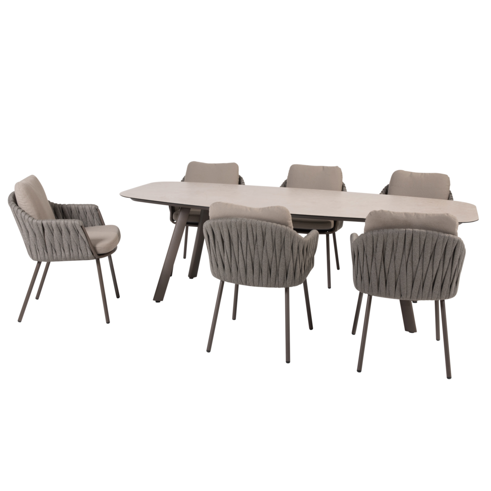 4 Seasons Outdoor Manolo Cannes dining tuinset 240x103xH75 cm 7 delig keramiek terre Taste 4SO