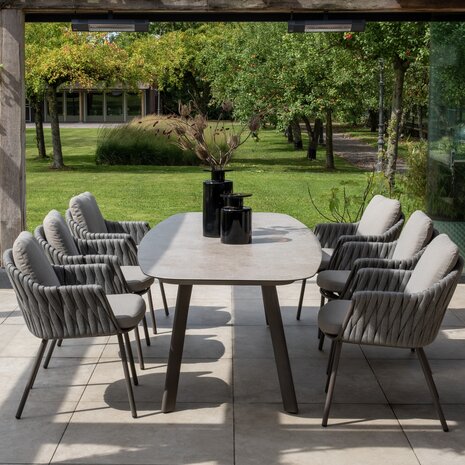 4 Seasons Outdoor Manolo Cannes dining tuinset 240x103xH75 cm 7 delig keramiek terre Taste 4SO