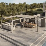 SUNS SUNS Luxe Gazebo overkapping elektrische intrekbaar dak en verlichting camel sand SUNS SUNS Luxe Gazebo overkapping elektrische intrekbaar dak en verlichting camel sand