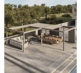 SUNS SUNS Luxe Gazebo overkapping elektrische intrekbaar dak en verlichting camel sand