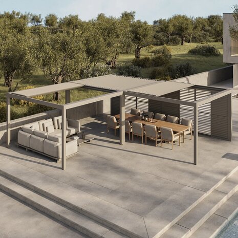 SUNS SUNS Luxe Gazebo overkapping elektrische intrekbaar dak en verlichting camel sand