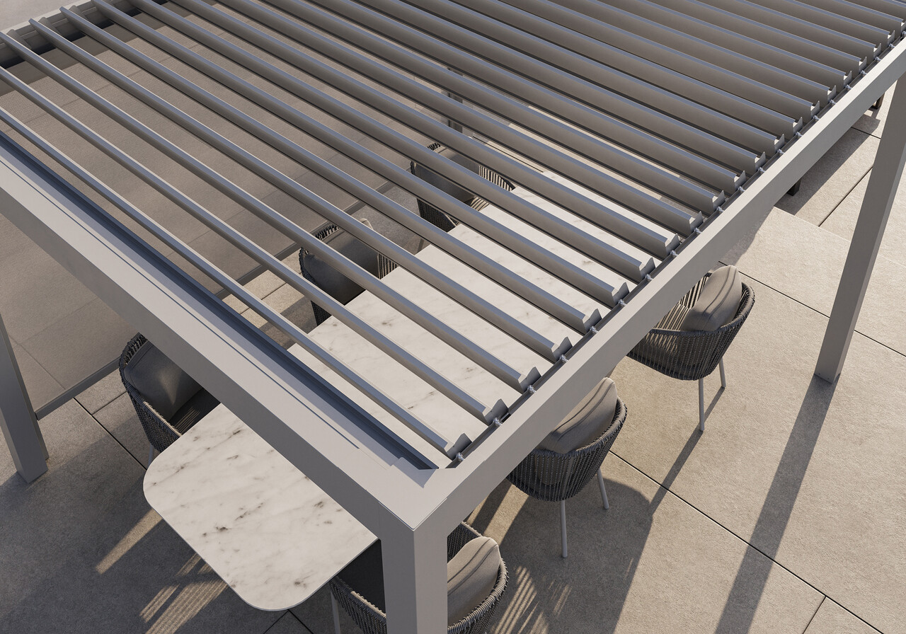 SUNS SUNS Luxe Gazebo overkapping elektrische intrekbaar dak en verlichting camel sand