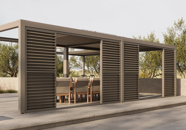 SUNS SUNS Luxe Gazebo overkapping elektrische intrekbaar dak en verlichting camel sand