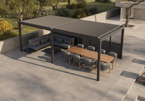 SUNS SUNS Luxe Gazebo overkapping elektrische intrekbaar dak en verlichting camel sand