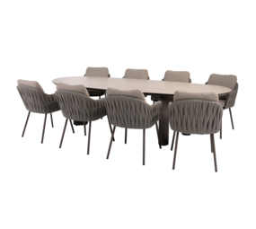 4 Seasons Outdoor Denia Cannes dining tuinset 290x110xH75 cm 9 delig keramiek terre Taste 4SO