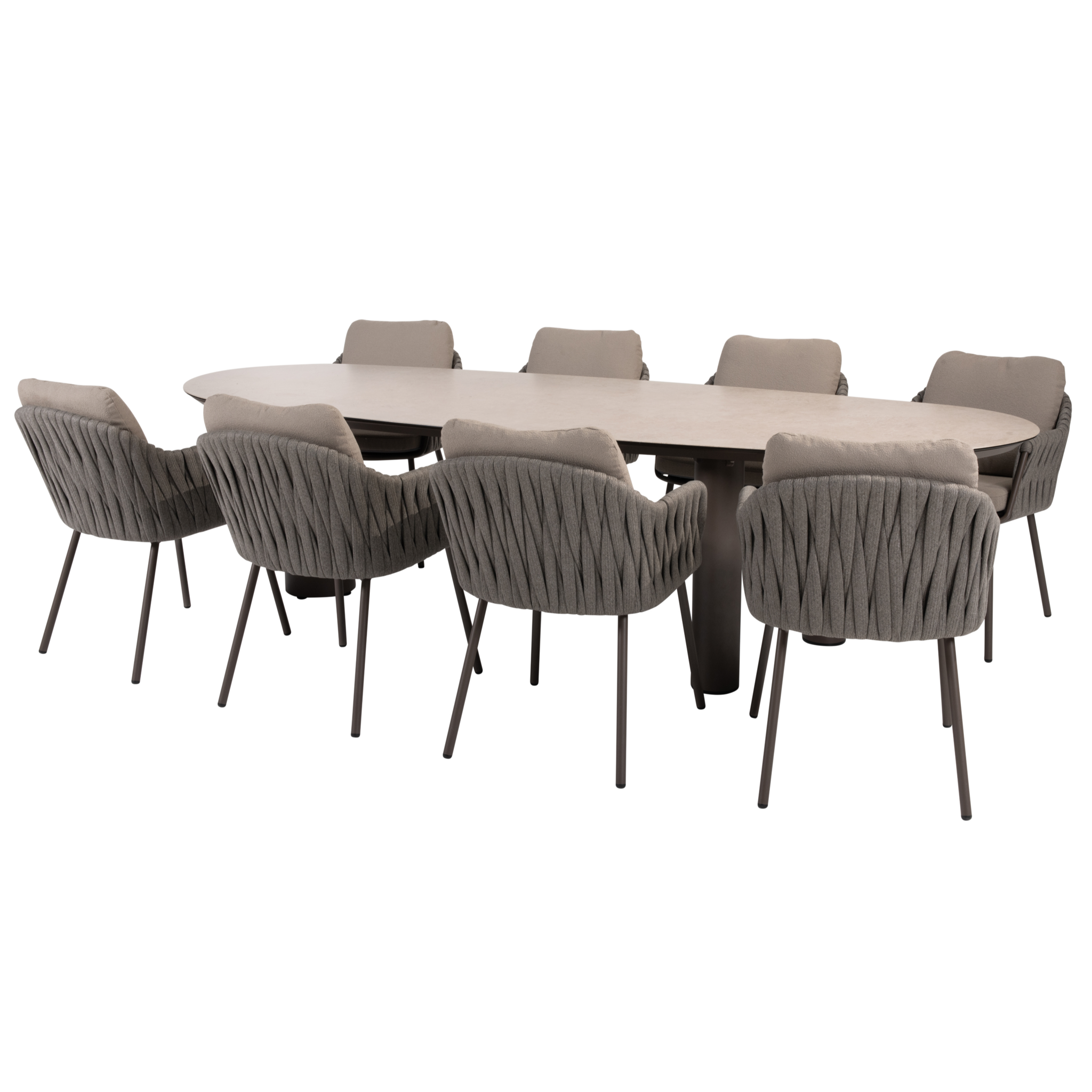 4 Seasons Outdoor Denia Cannes dining tuinset 290x110xH75 cm 9 delig keramiek terre Taste 4SO