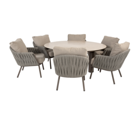4 Seasons Outdoor Donato Cannes low dining tuinset 160xH69 cm 7 delig keramiek terre Taste 4SO