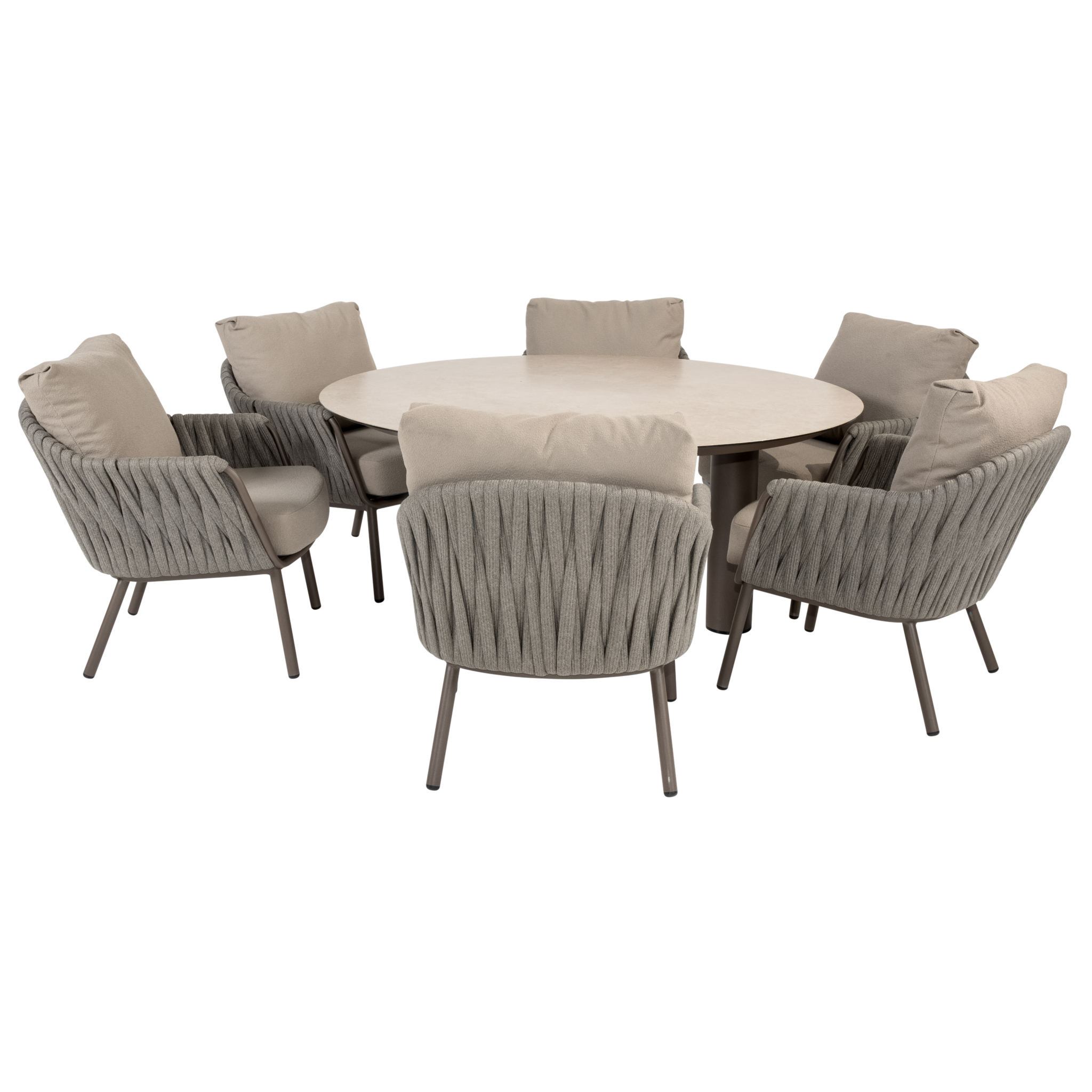 4 Seasons Outdoor Donato Cannes low dining tuinset 160xH69 cm 7 delig keramiek terre Taste 4SO