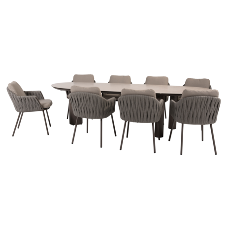 4 Seasons Outdoor Denia Cannes dining tuinset 290x110xH75 cm 9 delig keramiek terre Taste 4SO