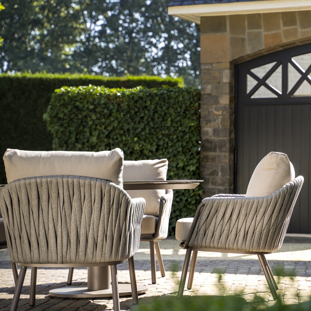 4 Seasons Outdoor Donato Cannes low dining tuinset 160xH69 cm 7 delig keramiek terre Taste 4SO