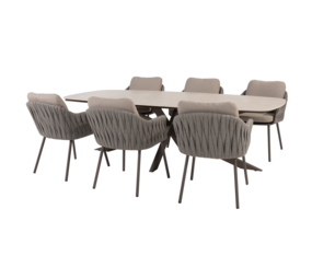 4 Seasons Outdoor Prado Cannes dining tuinset 240x105xH75 cm 7 delig terre met keramisch deens ovaal blad Taste 4SO 4 Seasons Outdoor Prado Cannes dining tuinset 240x105xH75 cm 7 delig terre met keramisch deens ovaal blad Taste 4SO