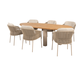 4 Seasons Outdoor Estate Florence dining tuinset 240x105xH75 cm 7 delig teak latte Taste 4SO
