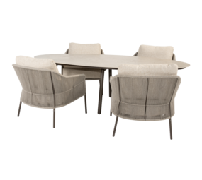 4 Seasons Outdoor Salute Florence low dining tuinset 220x105xH69 cm 5 delig keramiek terre Taste 4SO